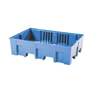 Wanna ociekowa asecos® z PE z kieszeniami na widły, 1 x 200 litrów, wys. x szer. x gł. 350 x 865 x 1245 mm, bez rusztu kratowego