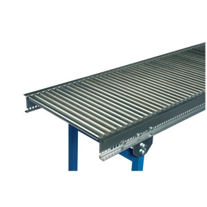 Mały przenośnik rolkowy, rolki z rurek stalowych, oś sprężynowa, Ø 20 mm, dł. x szer. 2 000 x 400 mm