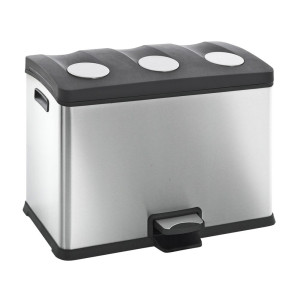Rekawy Recycling Bin na pedał, 3 x 12 litrów, stal nierdzewna, matowa