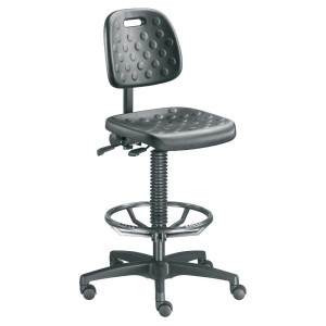 Robocze krzesło obrotowe Strength, oddychające, ergonomiczne, wysokość siedziska 450-650 mm, kółka, pierścień nożny, kolor czarny