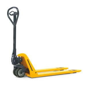 Płaski ręczny wózek paletowy Jungheinrich AM 15l, udźwig 1500 kg, długość wideł 795 mm, pełna guma/nylon, rolki podwójne