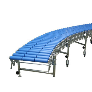 Nożycowy przenośnik rolkowy, rolki z tworzywa sztucznego, Ø 50 mm, długość toru 2,7–6,2 m, szerokość toru 800 mm