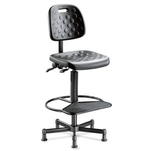 Robocze krzesło obrotowe Strength, oddychające, ergonomiczne, wysokość siedziska 650-800 mm, ślizgacze podłogowe, pierścień nożny z płytą, kolor czarny