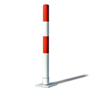 Słupek odgradzający MORION-SWING, samoprostujący się, rura okrągła Ø 76 mm do zabetonowania, czerwony/biały