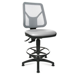 Krzesło robocze obrotowe Topstar® Tec 80 PK, wysokość siedziska 590-840 mm, oparcie siatkowe, ślizgacze, podpórka pierścieniowa, kolor czarny