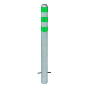 Słupek ochronny do stacji ładujących I, Ø 108 mm, wysokość 1.200 mm, do osadzania w betonie, stal owym, zielonym pierścieniu odblaskowym