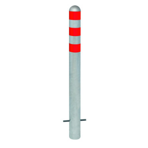 Słupek ochronny do stacji ładujących I, Ø 108 mm, wysokość 1200 mm, do osadzania w betonie, stal owym, czerwonym pierścieniu odblaskowym