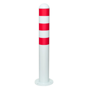 Pachołek ochronny do kolumn ładowania II, Ø 108 mm, wysokość 800 mm, do mocowania kołkowego, stal, powłoka z tworzywa sztucznego, czerwone pierścienie odblaskowe