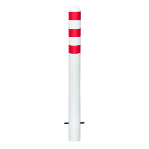 Słupek ochronny do stacji ładujących II, Ø 108 mm, wysokość 800 mm, do osadzania w betonie, stal, pokrytych tworzywem sztucznym, czerwonymi pierścieniami odblaskowymi