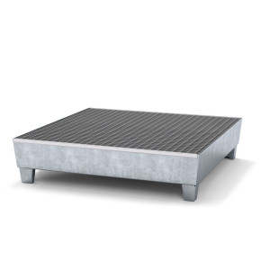asecos® wanna ociekowa ze stali, z konstrukcją podstawy, 4 x 200 litrów, wys. x szer. x gł. 290 x 1236 x 1210 mm, ocynkowana