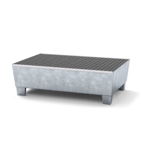 asecos® wanna ociekowa ze stali, z konstrukcją podstawy, 2 x 200 litrów, wys. x szer. x gł. 355 x 1236 x 815 mm, ocynkowana