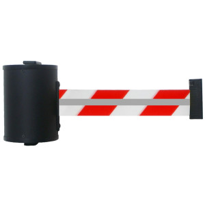 Kaseta taśmy RS-GUIDESYSTEMS® GLW 700 REFLECTO, montaż ścienny, długość 7 m, szerokość 50 mm, obudowa czarna, taśma czerwono-biała