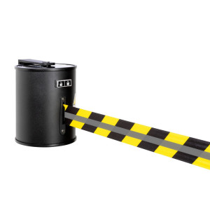 Kaseta taśmy RS-GUIDESYSTEMS® GLW 1800 REFLECTO, montaż ścienny, długość 18 m, szerokość 50 mm, obudowa czarna, taśma czarno-żółta