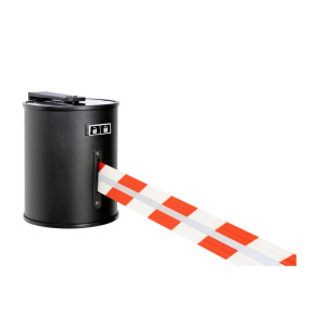 Kaseta taśmy RS-GUIDESYSTEMS® GLW 1800 REFLECTO, montaż ścienny, długość 18 m, szerokość 50 mm, obudowa czarna, taśma czerwono-biała