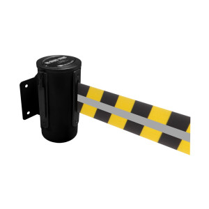 Kaseta taśmy RS-GUIDESYSTEMS® GLW 25-J REFLECTO, montaż ścienny, długość 4 m, szerokość 50 mm, obudowa czarna, taśma czarno-żółta