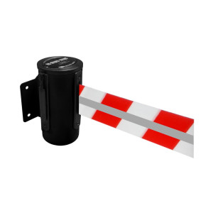 Kaseta taśmy RS-GUIDESYSTEMS® GLW 25-J REFLECTO, montaż ścienny, długość 4 m, szerokość 50 mm, obudowa czarna, taśma czerwono-biała