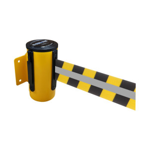 Kaseta taśmy RS-GUIDESYSTEMS® GLW 25-E REFLECTO, montaż ścienny, długość 4 m, szerokość 50 mm, obudowa żółta, taśma czarno-żółta