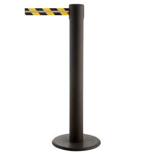 Słupek odgradzający do taśmy RS-GUIDESYSTEMS® GLA 85-J REFLECTO, długość 7 m, szerokość 50 mm, słupek czarny, taśma czarno-żółta