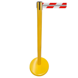 Słupek odgradzający do taśmy RS-GUIDESYSTEMS® GLA 45-E REFLECTO, długość 3,5 m, szerokość 50 mm, słupek żółty, taśma czerwono-biała
