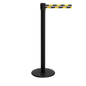 Słupek odgradzający do taśmy RS-GUIDESYSTEMS® GLA 28-J REFLECTO, długość 3,5 m, szerokość 50 mm, słupek czarny, taśma czarno-żółta