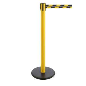 Słupek odgradzający do taśmy RS-GUIDESYSTEMS® GLA 28-E REFLECTO, długość 3,5 m, szerokość 50 mm, słupek żółty, taśma czarno-żółta