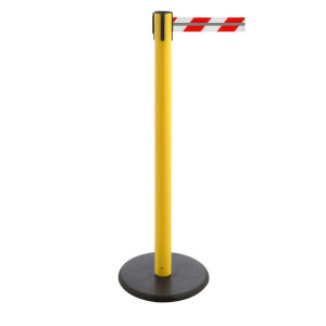 Słupek odgradzający do taśmy RS-GUIDESYSTEMS® GLA 28-E REFLECTO, długość 3,5 m, szerokość 50 mm, słupek żółty, taśma czerwono-biała