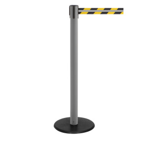 Słupek odgradzający do taśmy RS-GUIDESYSTEMS® GLA 28-A REFLECTO, długość 3,5 m, szerokość 50 mm, słupek antracytowy, taśma czarno-żółta