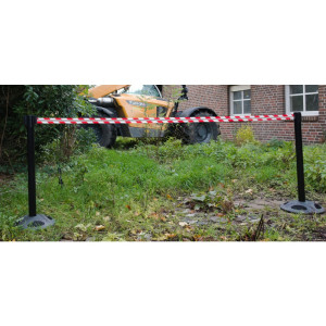 Słupek odgradzający do taśmy RS-GUIDESYSTEMS® GLA 25-J REFLECTO, długość 3,5 m, szerokość 50 mm, słupek czarny, taśma czerwono-biała