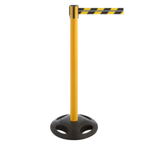 Słupek odgradzający do taśmy RS-GUIDESYSTEMS® GLA 25-E REFLECTO, długość 3,5 m, szerokość 50 mm, słupek żółty, taśma czarno-żółta
