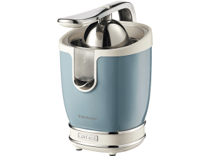 REACONDICIONADO Seminuevo Muy bueno Exprimidor - Ariete 413-05, 85 W, Retro, Con 2 Conos, Función antigoteo, Acero inoxidable, Metal, Azul