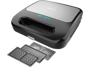 Sandwichera - Cecotec Rock'nToast 3in1 Square, 800 W, 3 Placas intercambiables, Antiadherente, Apto lavavajillas, Negro
