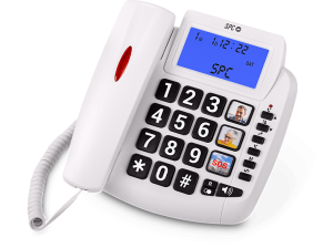 Teléfono - SPC Telecom Comfort Volume 2, Análogo, Luz timbre, Teclas gigantes, Compatible audífonos, Blanco
