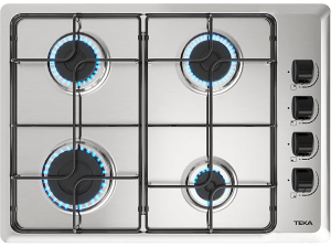 Placa de gas - Teka HLX 540 KL 4G-NAT, 4 zonas, Gas Natural, 60 cm, Acero inoxidable