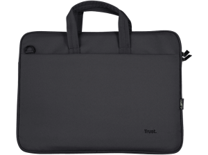 Maletín para portátil - Trust Bologna, Hasta 16", Universal, Poliester reciclado, Negro