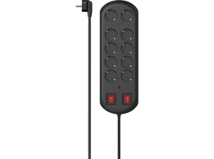 Regleta - Hama Home, 10 Enchufes, 3 Cables, 230 V, Protección contra sobretensión, Negro