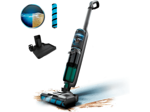 Fregona eléctrica - Cecotec FreeGo Wash&Vacuum; Spray, Aspira y friega, 250 W, 700 ml, 35 min, Spray integrado, Incluye base de autolimpieza, Negro