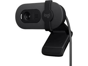 Webcam - Logitech Brio 100, Iluminación automática, Full HD 1080p, USB, Micrófono omnidireccional integrado, Tapa de privacidad, PC-Mac, Negro
