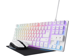 REACONDICIONADO Seminuevo Bueno Pack gaming - Trust GXT 794, Ratón inalambrico, Teclado compacto TKL, Retroiluminación, Blanco