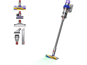 Aspirador escoba - Dyson v15 Detect™ Fluffy, Potencia automática 240, Accesorio para Colchones y Tapicería, 60 min, Cepillo FluffyOptic, Níquel