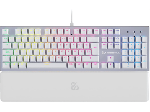 Teclado gaming - NEWSKILL Serike V2, Por Cable, Iluminación RGB, Con reposabrazos, Blanco