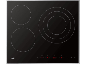 Placa vitrocerámica - ok. OBH 2611-1, 3 zonas, Zona grande 30 cm, 59x52 Negro