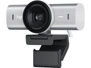 Webcam - Logitech MX Brio, Ultra HD 4K, Corrección de iluminación automática, Autoencuadre, Micrófonos/reducción ruido, Tapa privacidad, Gris