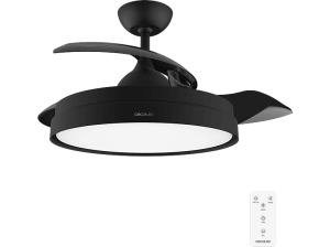 REACONDICIONADO Seminuevo Muy bueno Ventilador de techo con luz - Cecotec EnergySilence Aero 4280 Invisible Black, 40W, 6 vel., Aspas retráctiles