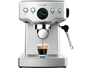 Cafetera express - Cecotec Power Espresso 20 Barista Mini, bar, 1465 W, 1.8 l, 2 tazas, Manómetro, Thermoblock, Inox