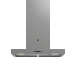 Campana decorativa - Beko BHCB61622BXH, 3 velocidades, 613 m³/h, 60 cm, Iluminación LED, Filtro de carbón, Inox