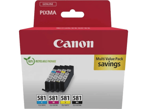 Cartucho de tinta - Canon CLI-581 C/M/Y/BK, 5.6 ml, 450 págs, Negro, Amarillo, Cian, Magenta