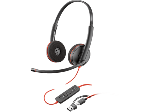 Auriculares de oficina - Poly Blackwire Profesional 3220 USB-C + Adaptador USB-C/A, Negro