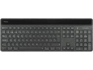 Teclado inalámbrico - Targus AKB868ES, EcoSmart Solar Keyboard, Antimicrobiano, Bluetooth, Full Size, USB-C, Negro