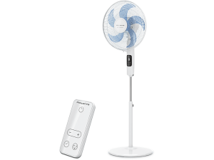 Ventilador de pie - Rowenta Turbo Silence VU5450F0, 32 W, 1.3 m, 50 m³/min, 8 Velocidades, Motor Effitech, Control Remoto, Silencioso, Blanco
