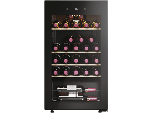 Vinoteca - Haier HWS34GGH1, 47.5 cm, 90 l, 34 botellas, 5-20 Cº, hOn App, Negro